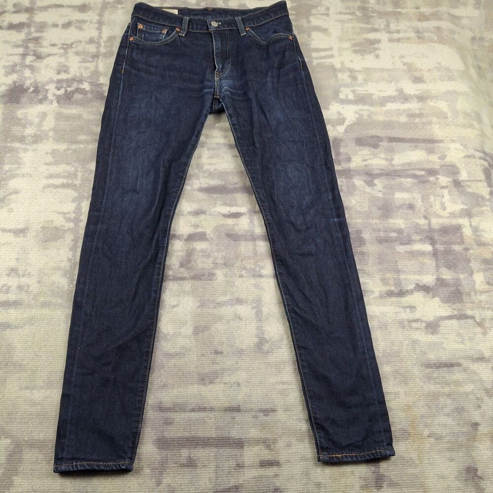 Levis Premium Skinny Taper Mens Jeans 30x32 Dark Wash Blue Denim Big E Leather